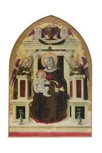 Virgen con el Niño entronizado y ángeles, c.1455-60 (tabla cuspidada) de Giovanni Angelo d