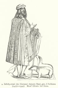 Autorretrato del artista renacentista italiano Il Sodoma (Giovanni Antonio Bazzi) (grabado) de Giovanni Antonio Bazzi (after) Sodoma