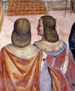 Benedicto excomulgó a dos monjas y las absolvió después de su muerte (detalle) de Giovanni Antonio Bazzi Sodoma