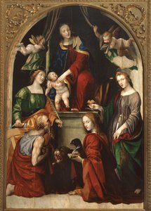 Madonna y Niño y Ángeles entre los santos Jerónimo, Catalina de Alejandría, Lucía y Juan Evangelista, c.1513 de Giovanni Antonio Bazzi Sodoma