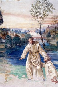 Maur camina sobre el agua para rescatar a San Plácido (detalle) de Giovanni Antonio Bazzi Sodoma