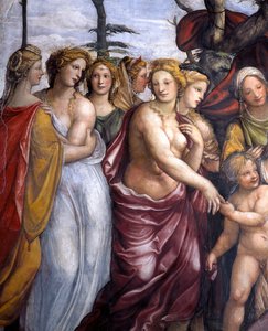 La Sala de las Bodas de Alejandro y Roxana (detalle de las hijas de Darío III) de Giovanni Antonio Bazzi Sodoma