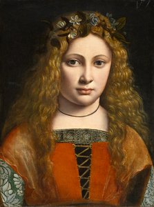 Retrato de una joven coronada con flores, c.1490