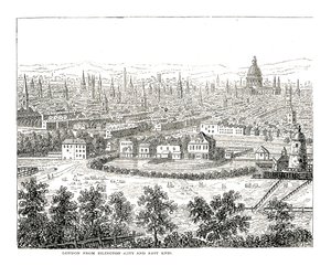 Londres desde Islington City y East End. De una vista de Canaletti, publicada en 1753 de Giovanni Antonio Canal