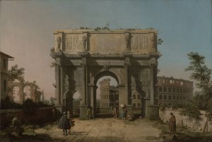 Vista del Arco de Constantino con el Coliseo, 1742-5 de Giovanni Antonio Canal