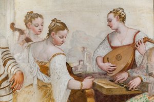 Damas de la Corte, detalle de El Concierto, Salón Principal, c.1570 (fresco) de Giovanni Antonio Fasolo