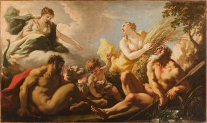 Los cuatro elementos de la elaboración de cerveza, 1717 de Giovanni Antonio Pellegrini