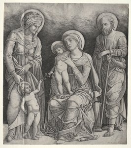 Sagrada Familia con Santa Isabel y el Niño San Juan Bautista de Giovanni Antonio da Brescia