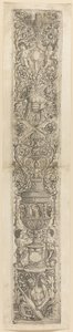 Tritón y dos sátiros infantes, lámina cuatro de Doce paneles decorativos de Giovanni Antonio da Brescia
