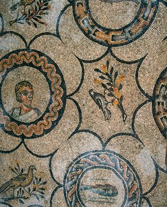 Detalle del piso de la Basílica Cristiana Primitiva de Aquileia, Udine