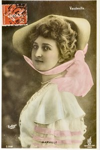 Postal: Theatre du Vaudeville - Retrato de Madame Marville, artista del Moulin Rouge de Phillipe de Marlier