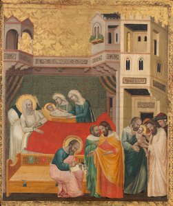 El nacimiento, nombramiento y circuncisión de San Juan Bautista de Giovanni Baronzio
