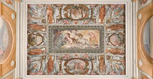 Carro del Sol conducido por Apolo, Logia de Apolo, c.1560 (fresco) de Giovanni Battista and Cambiaso Luca Castello