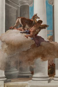 Palazzina (edificio pequeño), el vestíbulo de entrada: "El sacrificio de Ifigenia", detalle de la cierva enviada por Artemisa para sustituir a Ifigenia de Giovanni Battista Tiepolo
