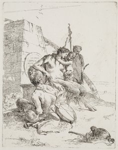 Familia de Sátiros con el Obelisco, Venecia, c.1765 de Giovanni Battista Tiepolo