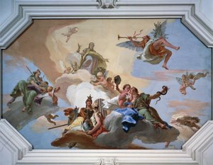 Triunfo de la Gloria anunciado por la Fama entre las Virtudes Cardinales de Giovanni Battista Tiepolo