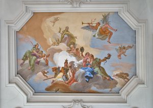 Triunfo de la Gloria anunciado por la Fama entre las Virtudes Cardinales