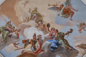 Triunfo de la Gloria anunciado por la Fama entre las Virtudes Cardinales de Giovanni Battista Tiepolo