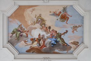 Triunfo de la Gloria anunciado por la Fama entre las Virtudes Cardinales de Giovanni Battista Tiepolo