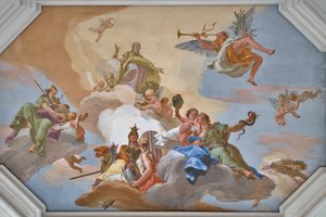 Triunfo de la Gloria anunciado por la Fama entre las Virtudes Cardinales de Giovanni Battista Tiepolo