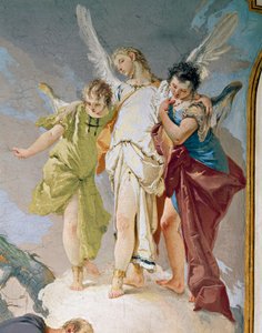 Abraham y los ángeles, por Giovanni Battista Tiepolo (1696-1770), fresco, (detalle), Palacio Patriarcal, Sala de Huéspedes, Udine