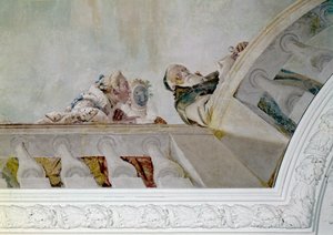 La fama anuncia a los habitantes de la villa la llegada de Enrique III (detalle) de Giovanni Battista Tiepolo