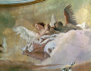 Gloria de los ángeles, por Giovanni Battista Tiepolo, fresco (detalle), Oratorio de la Pureza, Udine