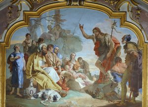 Italia, Bérgamo, Capilla Colleoni, San Juan Bautista predicando a la multitud de Giovanni Battista Tiepolo