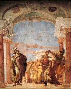 Minerva impidiendo que Aquiles mate a Agamenón, de Giambattista Tiepolo (1696-1770), fresco, Sala de la Ilíada, Villa Valmarana 