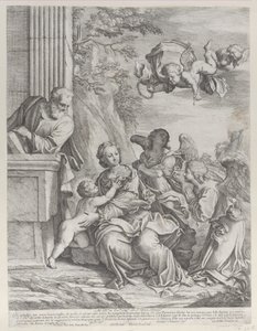 La Sagrada Familia con ángeles a la derecha y arriba, 1652 de Giovanni Battista Beinaschi