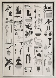 Dibujos de las decoraciones del interior de la tumba del faraón Psammetic I, reproducidos en 1817 por Giovanni Battista Belzoni, conservados en el Museo Británico de Londres de Giovanni Battista Belzoni