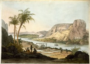 Vista exterior de los dos templos en Abu Simbul, de Placas ilustrativas de las investigaciones en Egipto y Nubia, publicado en 1822 de Giovanni Battista Belzoni