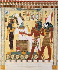 Mural de las Tumbas de los Reyes de Tebas, descubierto por G. Belzoni, placa 19 de `Placas Ilustrativas de las Investigaciones en Egipto y Nubia`, grabado por Charles Hullmandel 1820-22