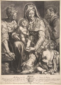 Virgen y Niño con Santa Catalina, Francisco de Asís y Juan el Bautista, mediados del siglo XVII de Giovanni Battista Bonacina