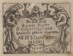Página de título para "Bizzarie di varie Figure" de Giovanni Battista Bracelli