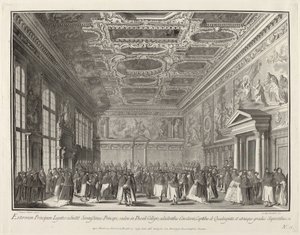 Recepción del Dogo de Embajadores Extranjeros en la Sala del Collegio de Giovanni Battista Brostoloni