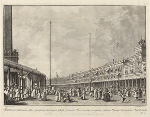 Procesión en el Día de Corpus Christi en la Piazza San Marco de Giovanni Battista Brustolon after Canaletto