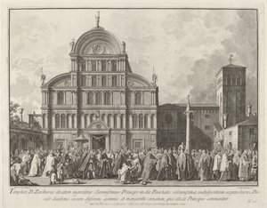Visita del Dogo a San Zacarías el Domingo de Pascua de Giovanni Battista Brustolon after Canaletto
