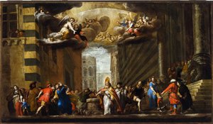 San Siro vence al Basilisco, Boceto para la iglesia de San Siro en Génova, c.1683 (óleo sobre lienzo) de Giovanni Battista Carlone