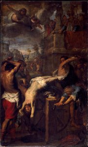 El martirio de San Clemente de Ancira (siglo IV) Pintura de Giovanni Battista Carlone (1592-1677)