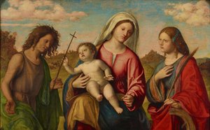Virgen con el Niño, Santa Catalina y San Juan Bautista, hacia 1515 de Giovanni Battista Cima da Conegliano