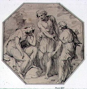 Un hombre y dos mujeres conversando de Giovanni Battista Cipriani