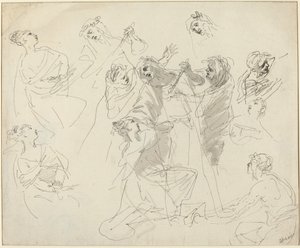 Estudios de figuras [recto] de Giovanni Battista Cipriani