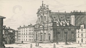 Iglesia de San Ignacio de Loyola en el Campo de Marte, Roma, grabado por Giovanni Battista Falda, Italia