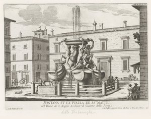 Fuente de las Tortugas op Piazza Mattei te Rome Fuente en la Piazza de ss.ri Mattei (título sobre objeto) Fuentes de Roma (título de la serie) Fonteinen van Rome (título de la serie)