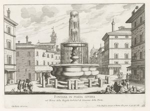 Fontein op Piazza Giudia te Rome Fuente en Piazza Giudea (título sobre objeto) Fuentes de Roma (título de la serie) Fonteinen van Rome (título de la serie)