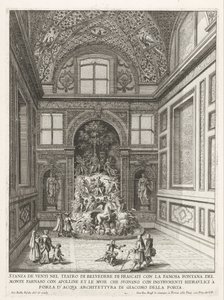 Sala de los Vientos en de tuinen van de Villa Aldobrandini te Frascati Sala de veinte en el Teatro Belvedere en Frascati (...) (título sobre objeto) Fuentes de las villas de Frascati (título de la serie) Fonteinen van Frascati (título de la serie) de Giovanni Battista Falda