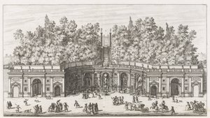 Teatro de las Aguas en de tuinen van de Villa Aldobrandini te Frascati Vista y alzado del gran teatro de agua de Villa Aldobrandina (...) (título sobre objeto) Fuentes de las villas de Frascati (título de la serie) Fonteinen van Frascati (título de la seri