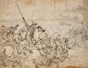 Escena de batalla con elefantes y orientales de Giovanni Battista Foggini