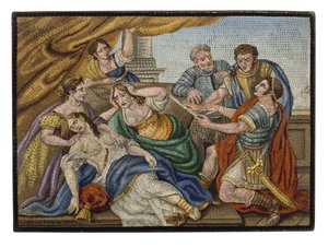 Una fina placa de micromosaico italiano de Giovanni Battista Luchini